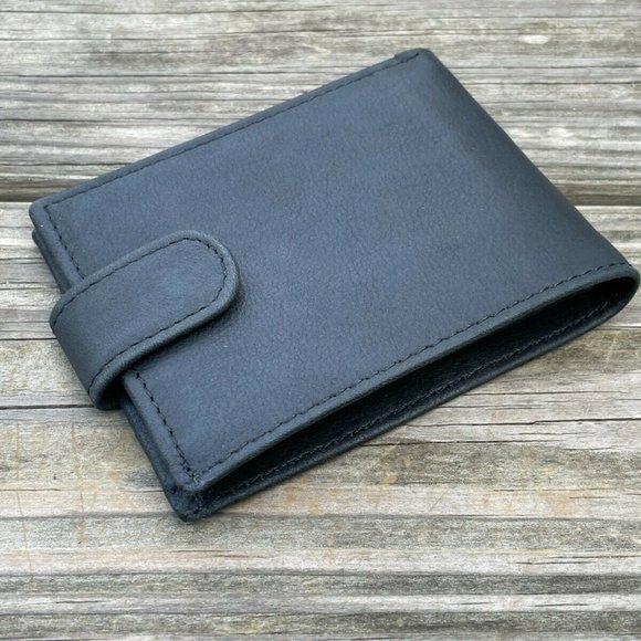 Card Holder Black Wallet Handmade Purse Bi Fold Genuine Leather Purse - Picture 2 of 12